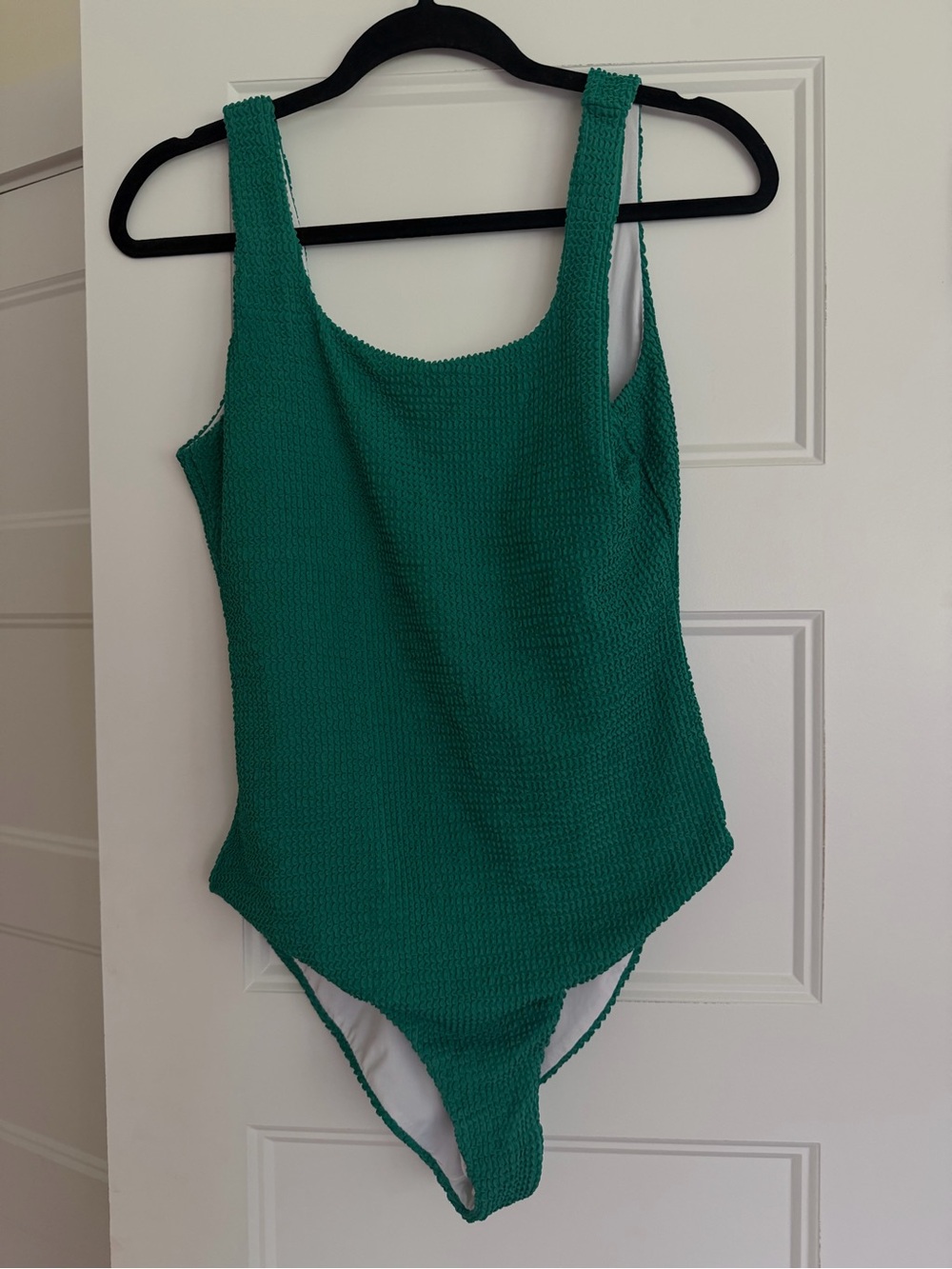 Green Textured Scoop Neck One-Piece Swimsuit